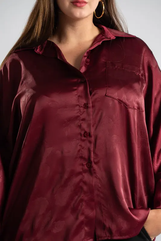 Shirt Satin Embossed Floral 