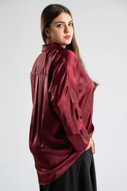 Shirt Satin Embossed Floral 