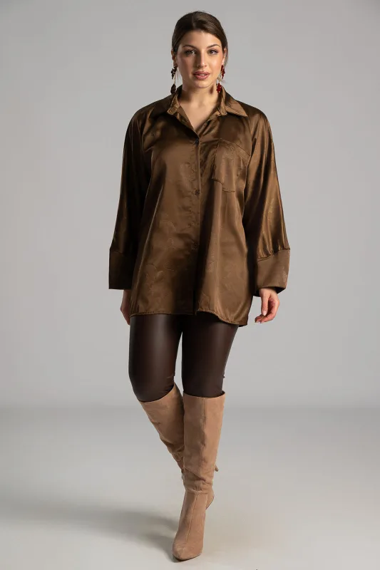 Πουκάμισο Σατέν Ανάγλυφο Floral