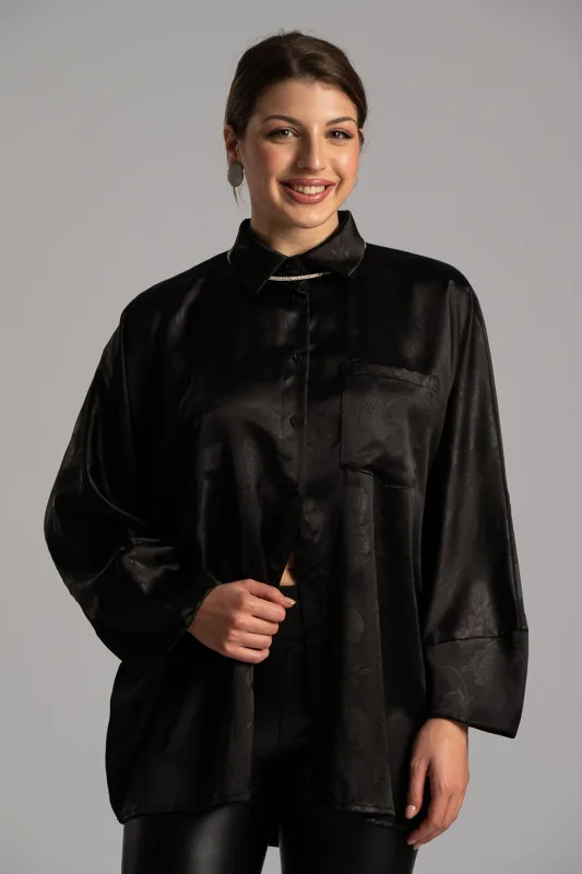 Πουκάμισο Σατέν Ανάγλυφο Floral