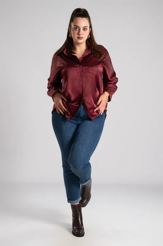 Πουκάμισο Σατέν Ανάγλυφο Floral