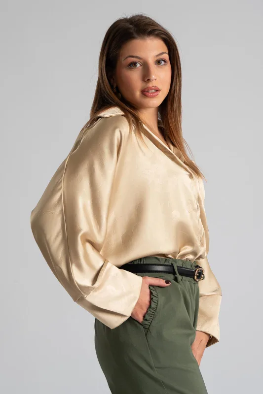 Πουκάμισο Σατέν Ανάγλυφο Floral