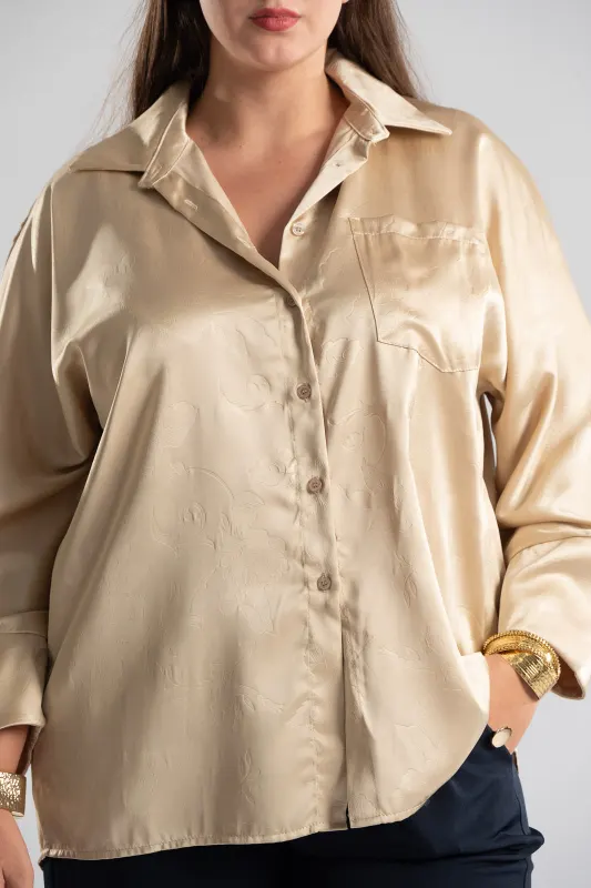 Shirt Satin Embossed Floral 
