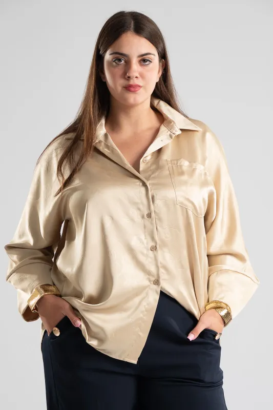 Shirt Satin Embossed Floral 