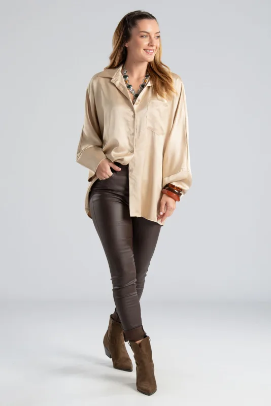 Shirt Satin Embossed Floral 