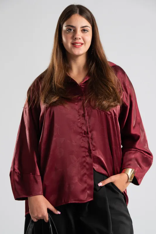 Shirt Satin Embossed Floral 