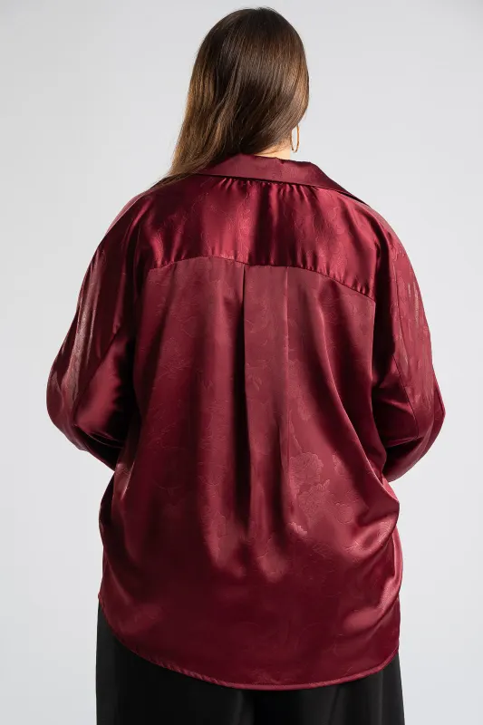Shirt Satin Embossed Floral 