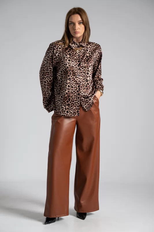 Satin Shirt Animal Print