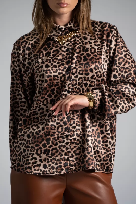 Satin Shirt Animal Print