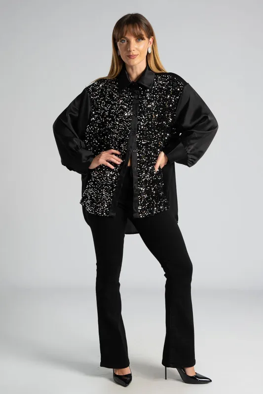 Πουκάμισο Σατέν Velvet Παγιέτα