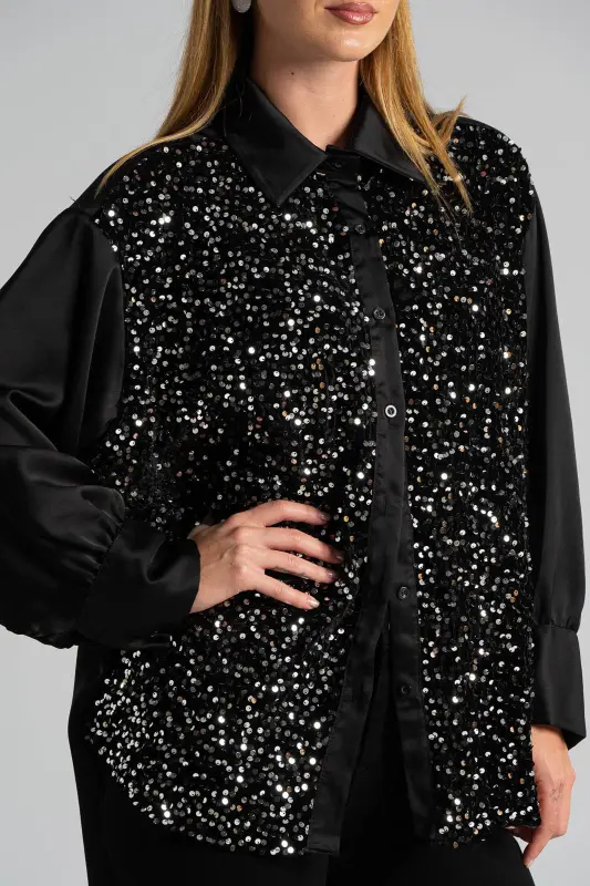 Πουκάμισο Σατέν Velvet Παγιέτα