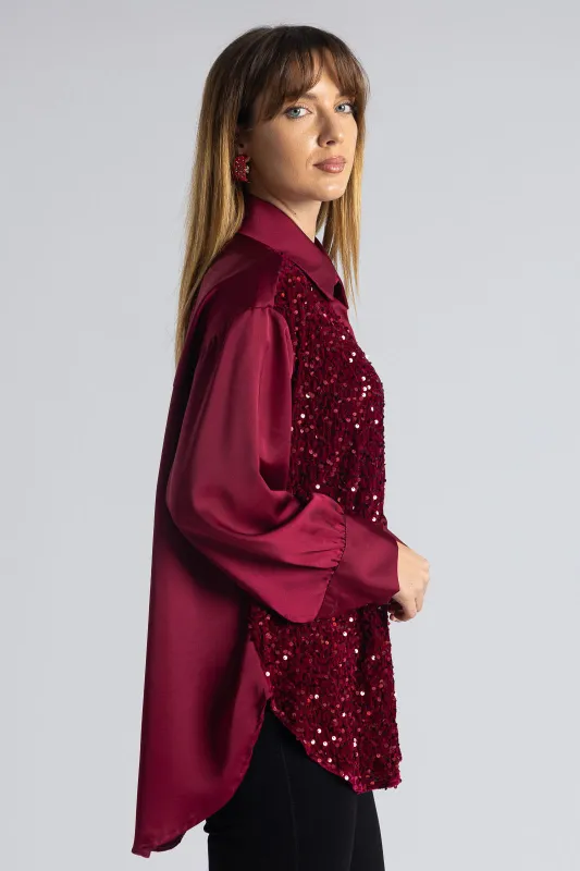 Πουκάμισο Σατέν Velvet Παγιέτα