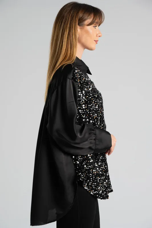 Πουκάμισο Σατέν Velvet Παγιέτα