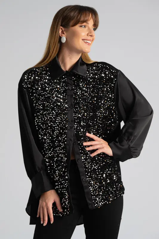 Πουκάμισο Σατέν Velvet Παγιέτα