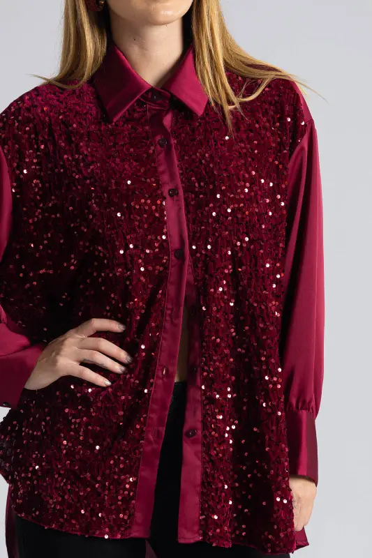 Πουκάμισο Σατέν Velvet Παγιέτα