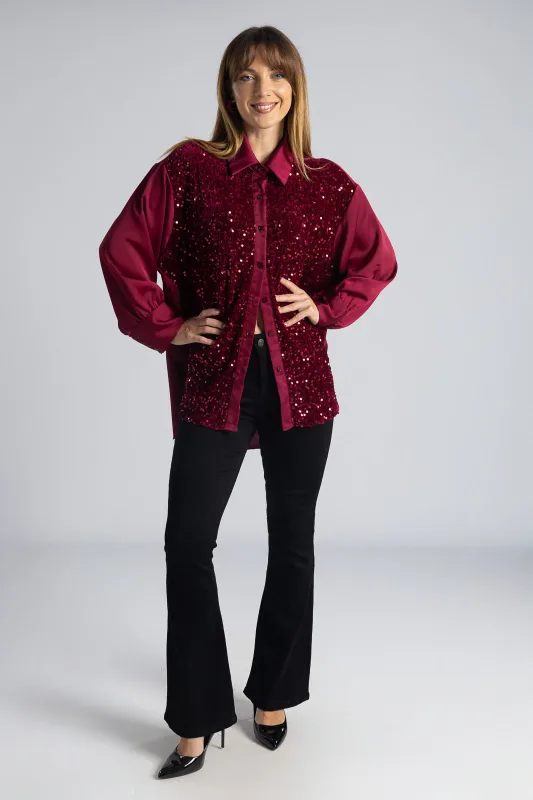 Πουκάμισο Σατέν Velvet Παγιέτα