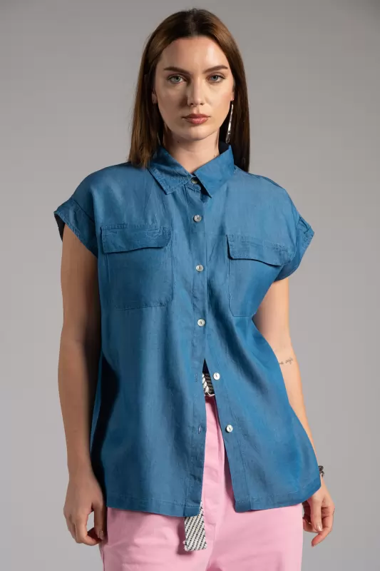 Shirt Jean Sleeveless 