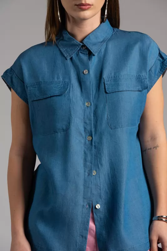 Shirt Jean Sleeveless 