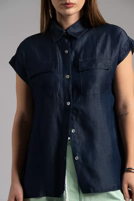 Shirt Jean Sleeveless 