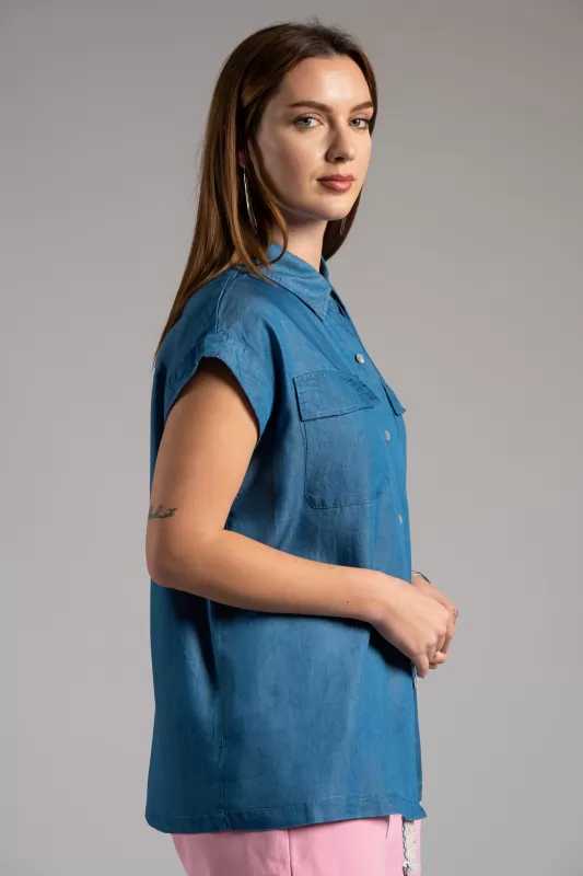 Shirt Jean Sleeveless 