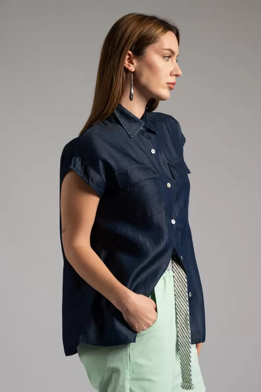 Shirt Jean Sleeveless 