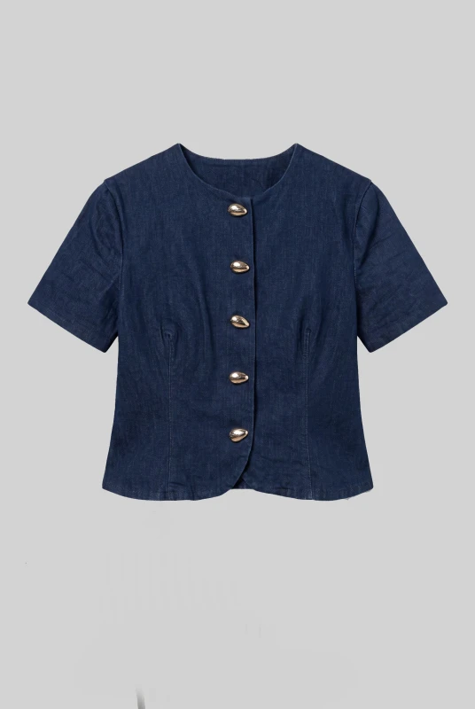Shirt Denim with Unique Buttons