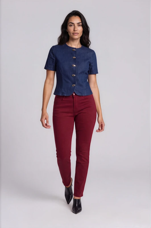 Shirt Denim with Unique Buttons