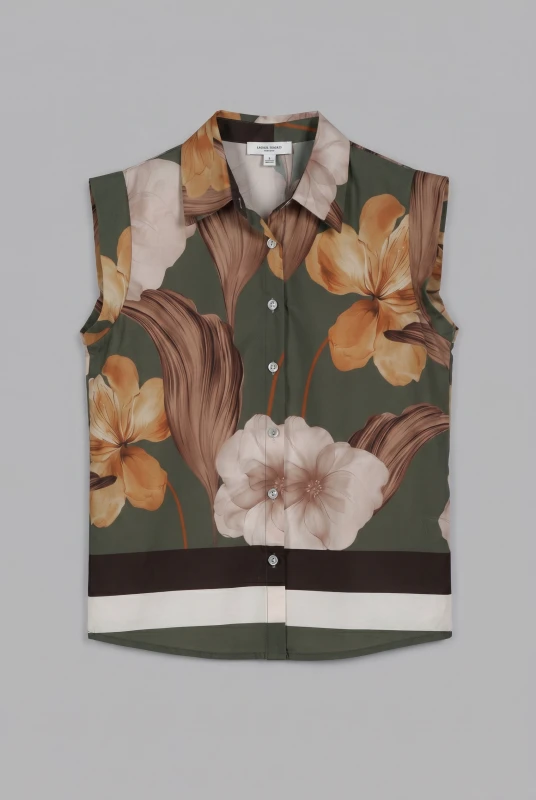 Πουκάμισο Βαμβακερό Floral Αμάνικο