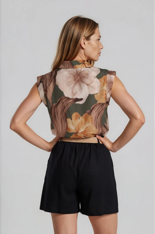 Πουκάμισο Βαμβακερό Floral Αμάνικο