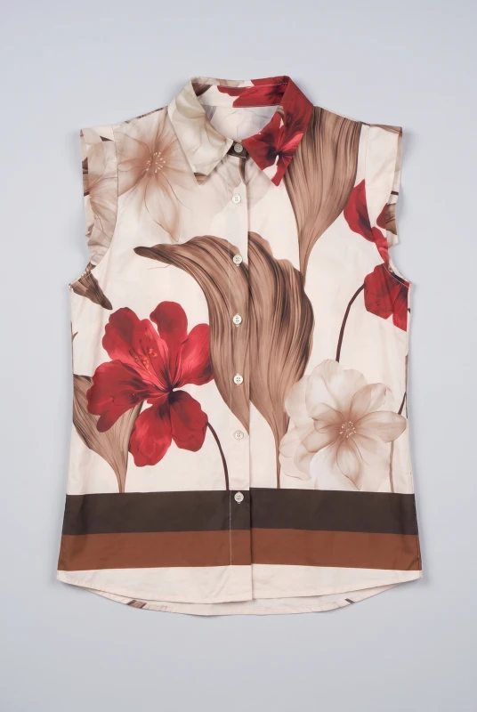 Πουκάμισο Βαμβακερό Floral Αμάνικο