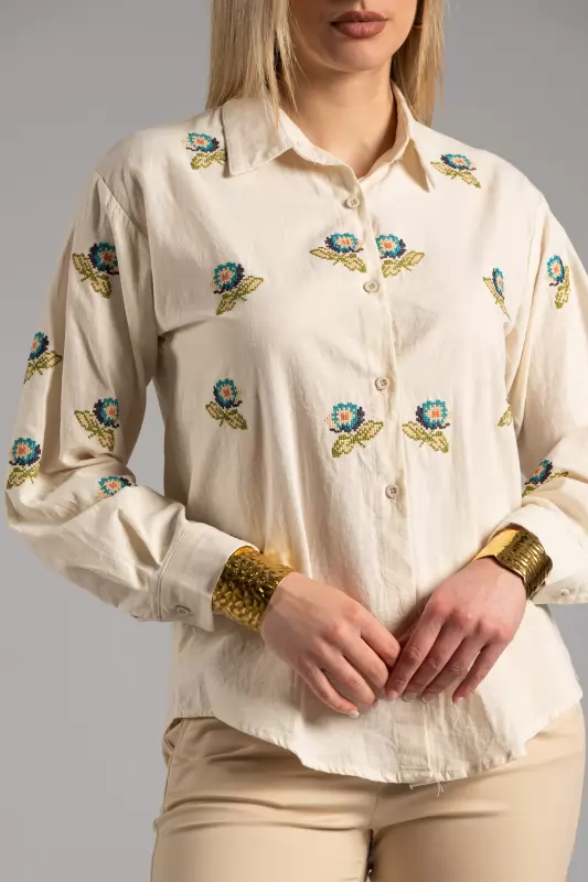 Shirt Cotton Floral Embroidery