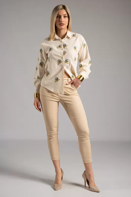 Shirt Cotton Floral Embroidery