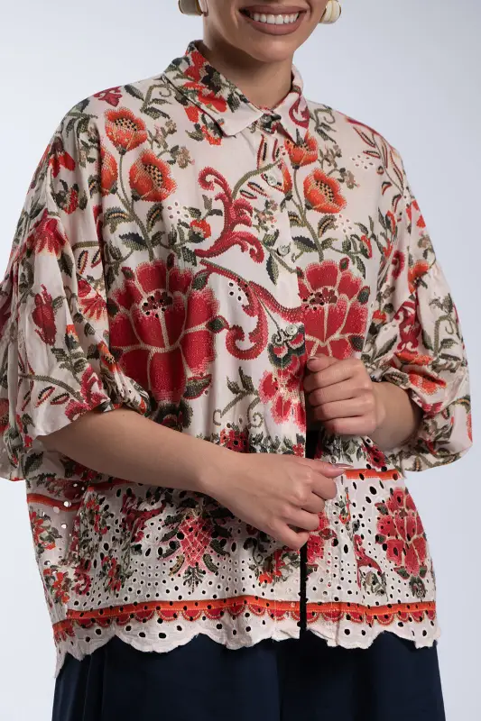 Πουκάμισο Βαμβακερό Floral Κιπούρ