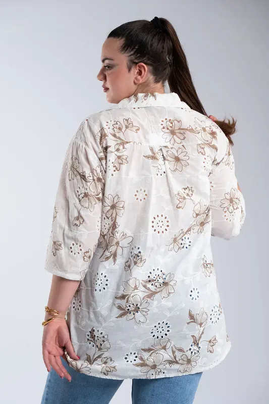 Floral Cotton Kippur Shirt 