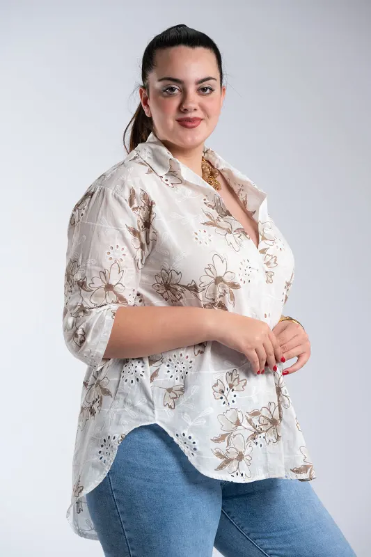 Floral Cotton Kippur Shirt 