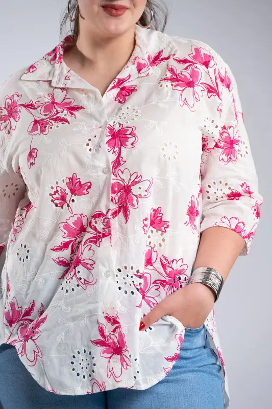 Floral Cotton Kippur Shirt 