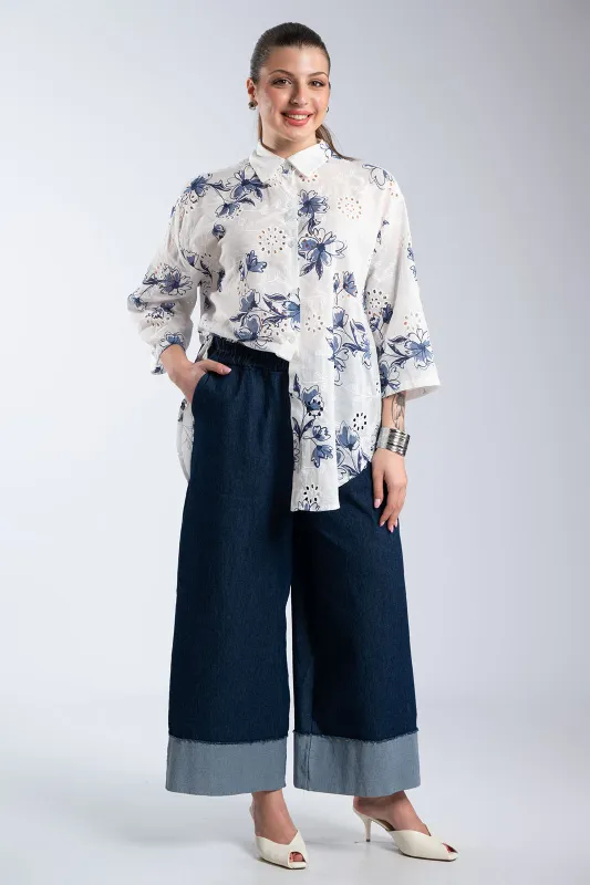 Floral Cotton Kippur Shirt 