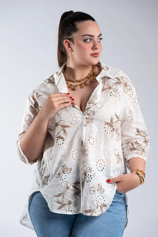 Floral Cotton Kippur Shirt 