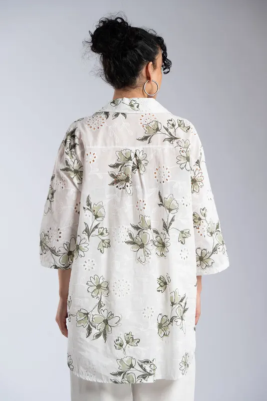 Floral Cotton Kippur Shirt 