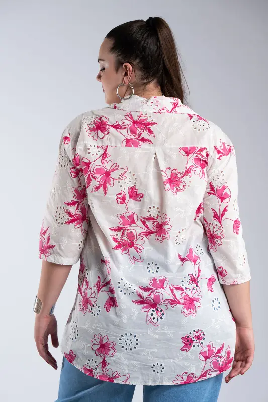 Floral Cotton Kippur Shirt 