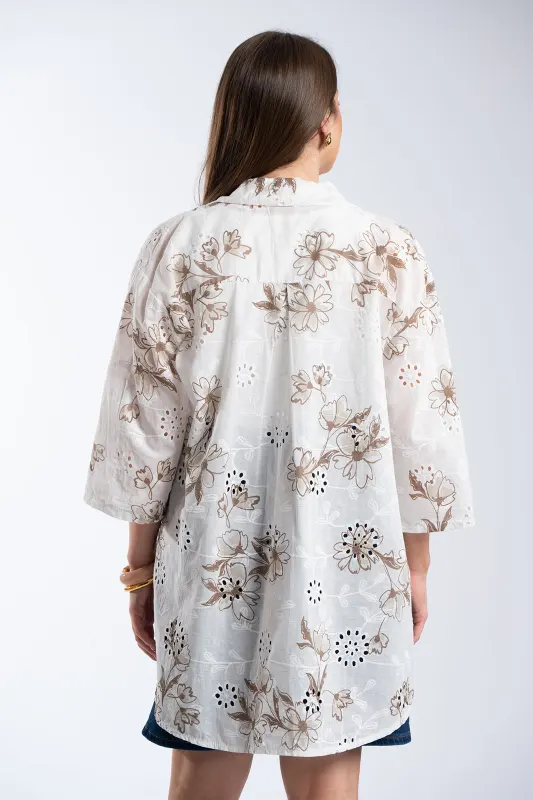 Πουκάμισο Βαμβακερό Κιπούρ Floral