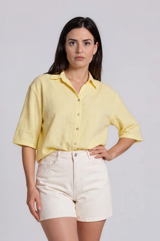Shirt Cotton Solid-Color 
