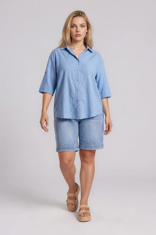 Shirt Cotton Solid-Color 