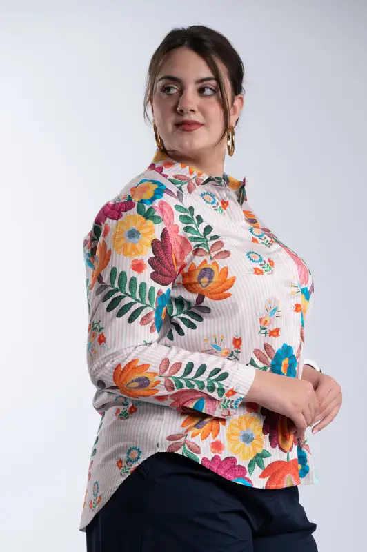 Πουκάμισο Βαμβακερό Ριγέ Floral