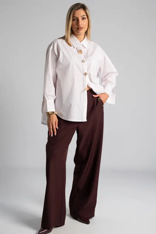 Shirt Cotton Striped Pins
