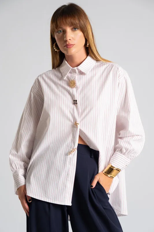 Shirt Cotton Striped Pins