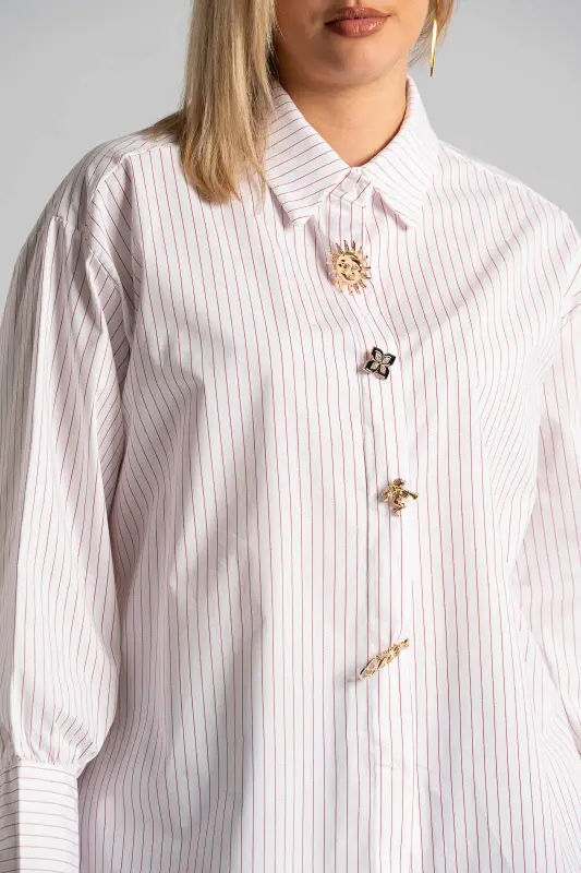 Shirt Cotton Striped Pins