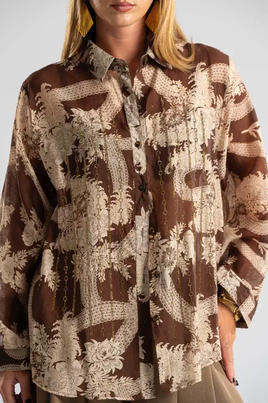 Shirt Cotton Strass Floral