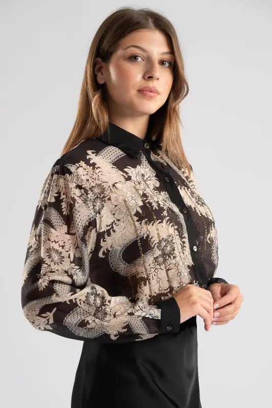 Shirt Cotton Strass Floral