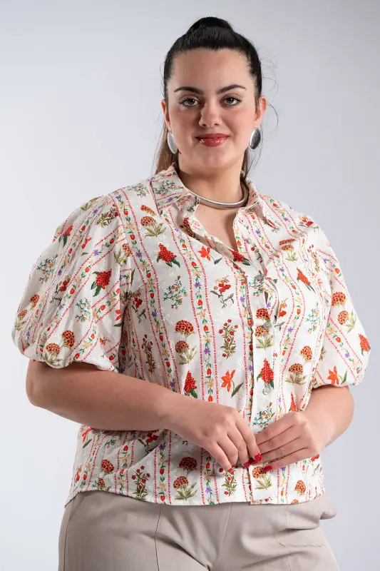 Cotton Shirt Balloon Sleeves